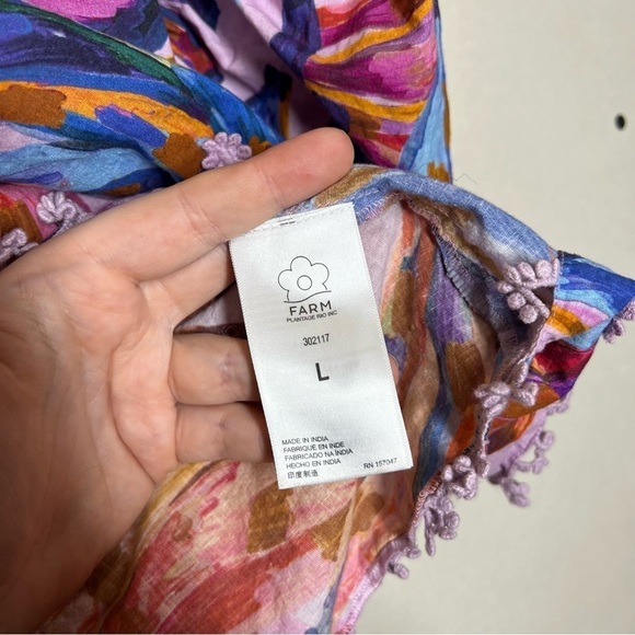 Farm Rio Colored Bananas Puff Sleeve Blouse Size Large - Picture 13 of 15